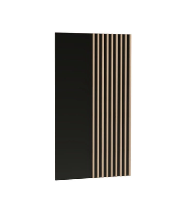 Zestaw mebli do salonu Cali dąb artisan / czarny meblościanka z ozdobnymi lamelami i czarnymi uchwytami