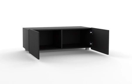 Szafka RTV Colder 100 cm czarna z możliwością podwieszenia stylowy ryflowany front elegancka forma mebla w nowoczesnym stylu