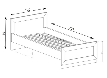 Łóżko Tade 90x200 cm dąb stuletni elegancki styl wygodne i komfortowe łóżko do pokoju dziecięcego lub pokoju młodzieżowego z wysokim zagłówkiem