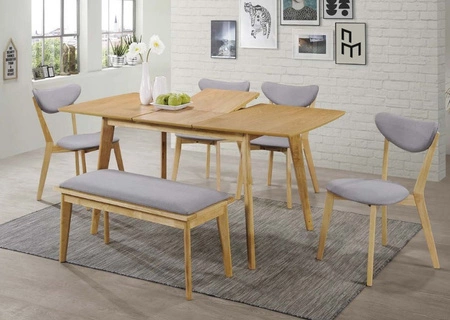 Krzesło drewniane Brando 40x45 cm dąb / szare designerskie krzesło do kuchni oraz jadalni z tapicerowanym siedziskiem