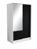 Szafa z lustrem Norel 102 cm biały / czarny stylowa szafa o nowoczesnym designie z ryflowanymi frontami i pojemnymi szufladami