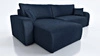 Narożnik z funkcją spania Fiesta XL granatowy uniwersalny w ustawieniu narożnik z pojemnikiem na pościel wytrzymała pluszowa tkanina