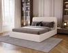 Łóżko tapicerowane Apis 140x200 kremowe stylowe łóżko z pojemnikiem na pościel wygodny zagłówek zachwyca eleganckim designem