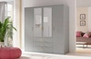 Szafa Adel 200 cm szara elegancki design pojemna szafa z lustrem i szufladami idealna do sypialni lub przedpokoju złote uchwyty