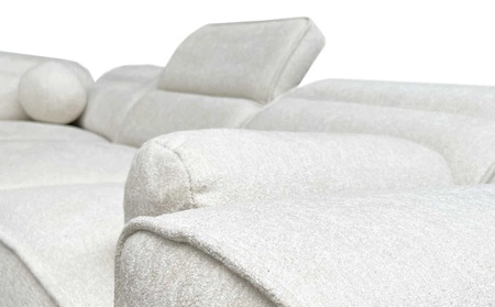 Narożnik z funkcją spania Viano VIII jasny brąz lewostronny nowoczesny narożnik o ciekawej konstrukcji pojemniki na pościel