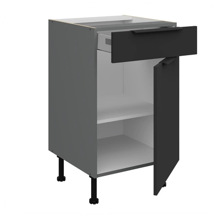 Szafka kuchenna stojąca z szufladą i półką Alatri Ant 50 D 1F 1S BB fronty szafki kuchennej wykończone w technologii anti fingerprint