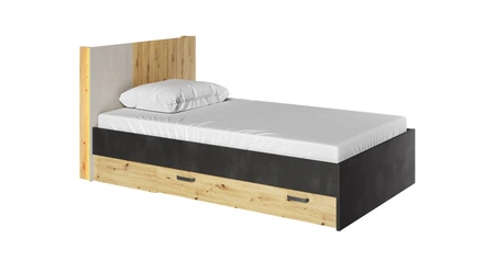 Zestaw mebli Qubic dąb artisan / raw steel / silk flou modny zestaw mebli o oryginalnym designie bryły z subtelnym oświetleniem LED