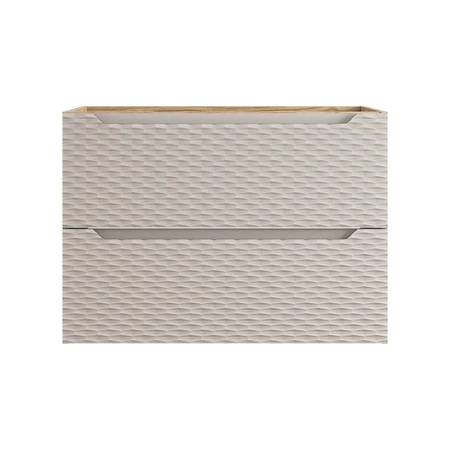 Szafka pod umywalkę Ocean 80 cm dąb olejowany / beżowy nowoczesny design szafki ciekawe poziome ryflowania w kształcie fal