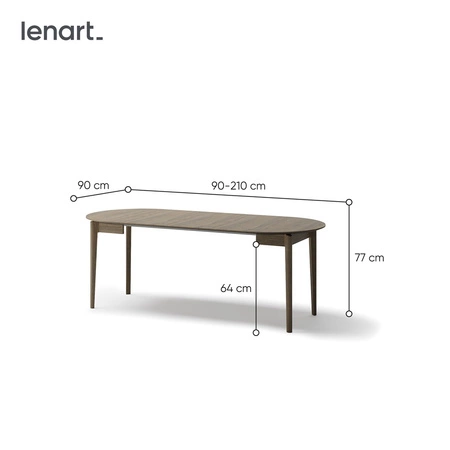 Stół okrągły rozkładany Plot 90 cm dąb ciemny funkcjonalny stół o niewielkich rozmiarach idealnie dopasuje się do mniejszych wnętrz