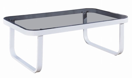 Zestaw mebli ogrodowych Raro biały designerska konstrukcja mebli krzesła plecione idealne meble na mały taras szklany blat stolika