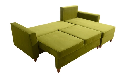 Narożnik z funkcją spania Topeka ecru prawostronny stylowy i nowoczesny design wpisujący się w każdą aranżację