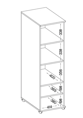 Regał na kółkach Makana dąb artisan funkcjonalny mebel do biura gabinetu lub pokoju młodzieżowego