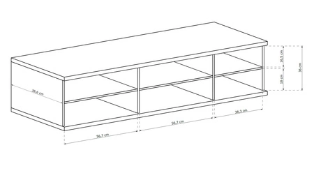 Szafka RTV Cali 160 cm dąb artisan / czarny elegancki styl szafki pod telewizor czarne uchwyty ozdobne lamele na drzwiach pojemne szuflady