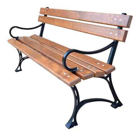 Ławka ogrodowa 150 cm FIEM-02-LKZP-150 królewska żeliwna z oparciem drewno olchowe lakierowana