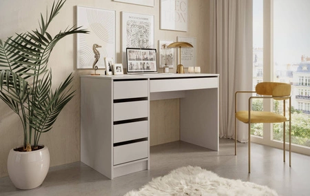 Biurko Ada 120 cm beżowe eleganckie biurko z szufladami i ergonomicznym blatem do domowego biura i pokoju młodzieżowego