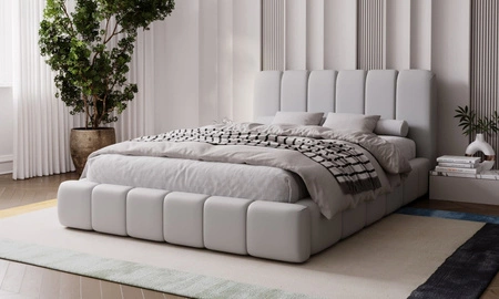 Łóżko tapicerowane Malmi 140x200 szary popiel stylowe łóżko z pojemnikiem na pościel wygodny zagłówek zachwyca eleganckim designem