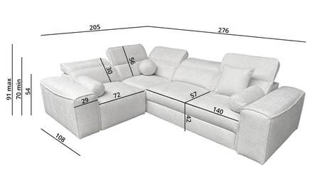 Narożnik z funkcją spania Viano II kremowy lewostronny designerski narożnik rozkładany idealnie wpisujący się w nowoczesne aranżacje