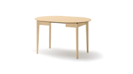 Stół okrągły rozkładany Plot 90 cm dąb jasny funkcjonalny stół o niewielkich rozmiarach idealnie dopasuje się do mniejszych wnętrz