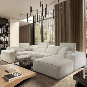 Narożnik z funkcją spania Viano IV Lux kremowy prawostronny designerski narożnik z wysuwanym podnóżkiem duży pojemnik na pościel