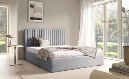 Łóżko tapicerowane Faro 180x200 szary popiel wygodne łóżko do sypialni designerskie wezgłowie o subtelnie zaokrąglonym kształcie