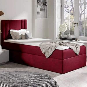 Łóżko kontynentalne Alia 90x200 bordowe nowoczesny styl idealne łóżko do pokoju dziecięcego subtelne pionowe przeczycia na wezgłowiu