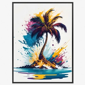 Plakat kolorowa palma 70x100 plakat w ramie precyzyjny wydruk ze stylową grafiką doskonała dekoracja do salonu lub sypialni