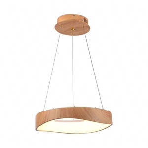 Lampa wisząca Wooden 40 cm 18W 3000K stylowa i elegancka lampa z wbudowanymi ledami wykończenie w kolorze drewna i bieli