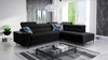 Narożnik z funkcją spania Belvi III czarny prawostronny komfortowy i elegancki narożnik do salonu z praktycznym schowkiem w boczku