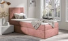 Łóżko kontynentalne Alia 90x200 kwarcowy róż nowoczesny styl idealne łóżko do pokoju dziecięcego subtelne pionowe przeczycia na wezgłowiu