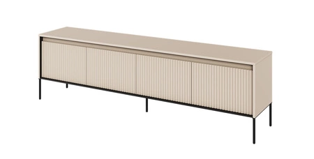 Szafka RTV Trend 193 cm beżowa nowoczesna szafka pod telewizor z metalową podstawą ryflowane fronty subtelne oświetlenie LED