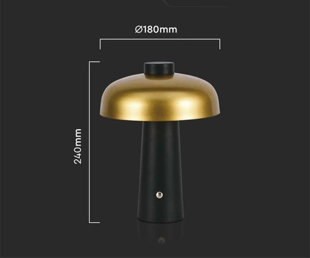 Lampka nocna Weni 3W 3000K-6000K elegancka lampa do sypialni w stylu industrialnym obszerny złoty abażur stabilna podstawa