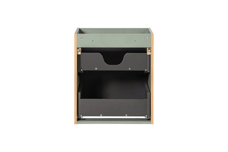 Szafka pod umywalkę Line Reed Green 50 cm szałwiowa eleganckie pionowe frezowanie na frontach szafki do łazienki z szufladami