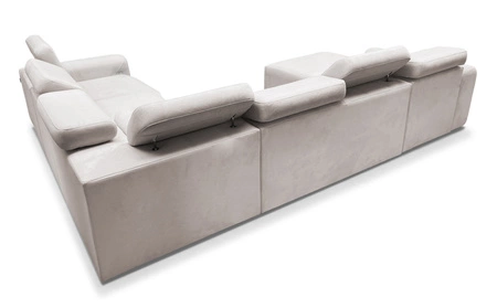 Narożnik z funkcją spania Cantare VIII Lux łososiowy lewostronny designerski narożnik z elektrycznie podnoszonym podnóżkiem