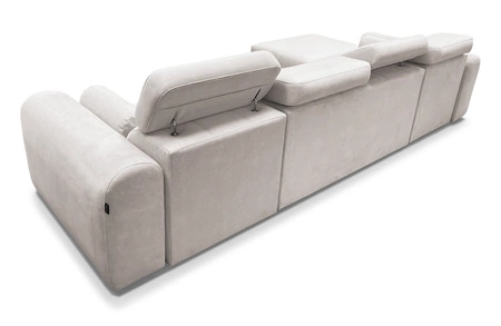 Narożnik z funkcją spania Cantare XII Lux beżowy lewostronny estetyczny i niezwykle komfortowy narożnik z podnoszonym podnóżkiem