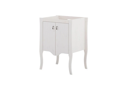 Szafka pod umywalkę Elisabeth 60 cm biała wyjątkowo elegancka szafka z delikatnie prześwitującą strukturą drewna metalowe uchwyty