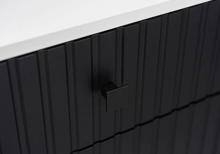 Komoda z szufladą Senja 140 cm biała / czarna elegancki design ozdobny ryflowany front z metalowym uchwytem