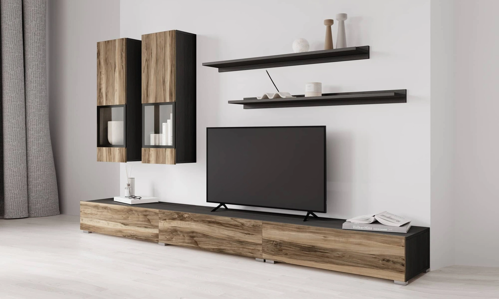 Meblościanka Baros w kolorze orzech satin / touchwood