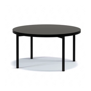 Stolik kawowy okrągły 80 cm Sampi czarny połysk ponadczasowy design solidna metalowa podstawa idealny stolik do każdej aranżacji