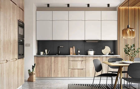 Słupek kuchenny Zova D40 SŁ/2333 biały / dąb halifax wysoka szafka do kuchni odporna na uszkodzenia stylowe frezowane uchwyty