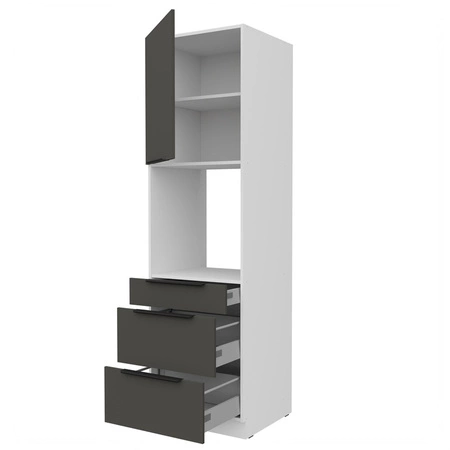 Słupek kuchenny Aversa Wh 60 DPS-210 3S 1F szafka z szufladami do zabudowy piekarnika fronty wykonane w technologii anti fingerprint