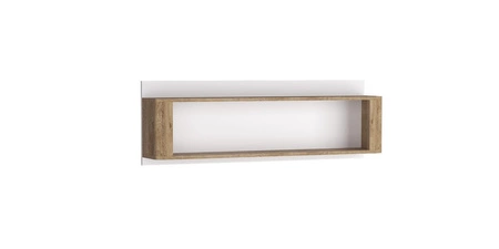 Zestaw mebli Livinio dąb ribbeck / biały połysk nietuzinkowa meblościanka do salonu o lekkim designie subtelne oświetlenie ledowe