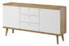 Komoda z szufladami Primo 160 cm dąb riviera / biała nowoczesny design w stylu skandynawskim obrzeża komody wykończone specjalną okleiną ABS