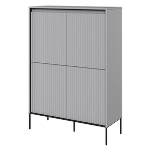 Komoda wysoka Trend 98 cm szara elegancka i stylowa komoda o wyjątkowym charakterze ryflowane fronty z oświetleniem LED