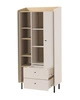 Regał Olivio 80 cm beż piaskowy / dąb olejowany elegancki design stabilne wysokie nogi regał z drzwiami oraz szufladami