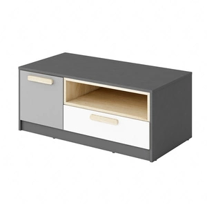 Szafka RTV Pok 100 cm grafit / szary / biały / buk ibsen stylowa szafka pod telewizor do pokoju młodzieżowego lub małego salonu