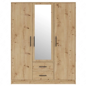 Szafa z lustrem Caspe 150 cm dąb artisan nowoczesny design wykończenie ABS oraz czarne uchwyty