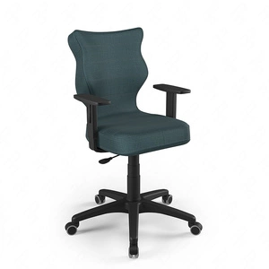 Krzesło do biurka Duo niebieskie dopasowane do wzrostu 159-188 cm ergonomiczne siedzisko regulowane podłokietniki odporna tkanina