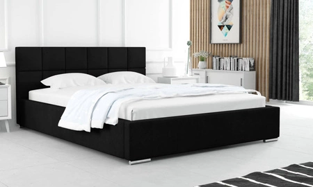Łóżko tapicerowane Costa 140x200 czarne stylowe łóżko z pojemnikiem na pościel wygodny zagłówek zachwyca eleganckim designem