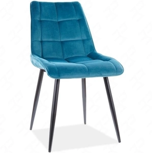 Krzesło tapicerowane Chic turkusowe nowoczesne oraz funkcjonalne krzesło z metalowymi nogami