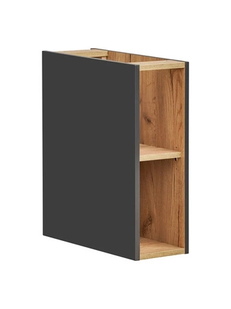 Zestaw mebli łazienkowych Capri czarny / dąb craft złoty funkcjonalne szafki łazienkowe z metalowymi uchwytami krawędziowymi